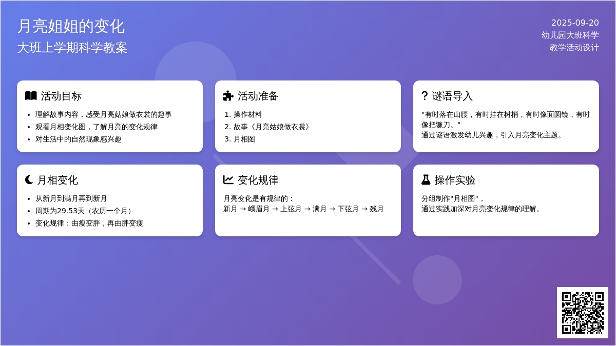 幼儿园大班上学期科学教案《月亮姐姐的变化》