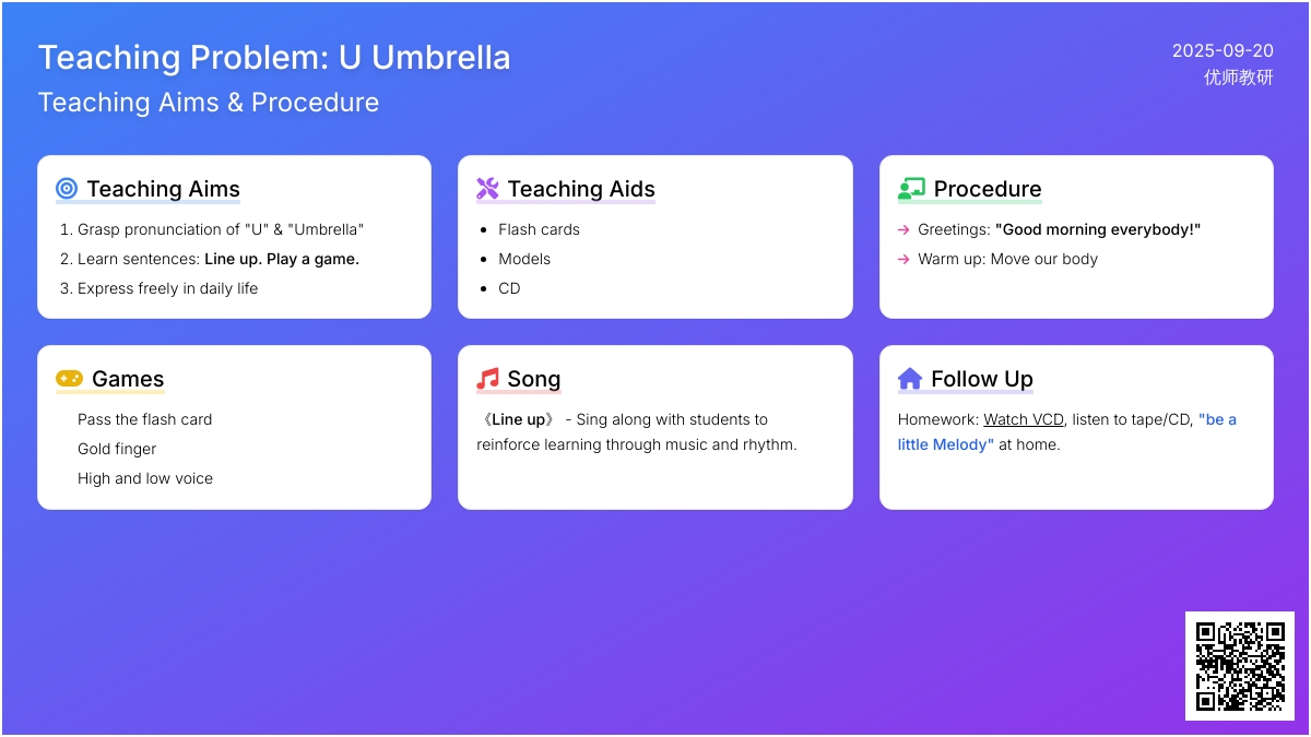 英语活动教案《Sunny English》Teaching Plan