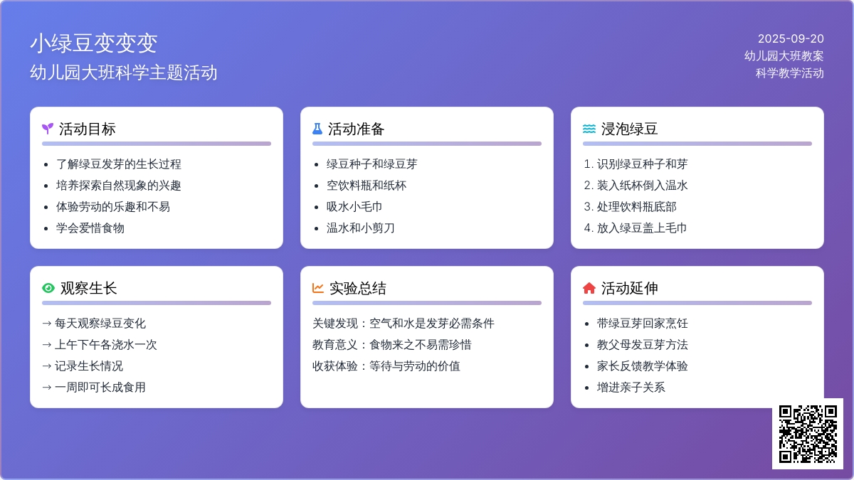 幼儿园大班教案《小绿豆变变变》含反思