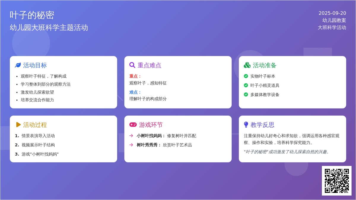 幼儿园大班教案《叶子的秘密》含反思