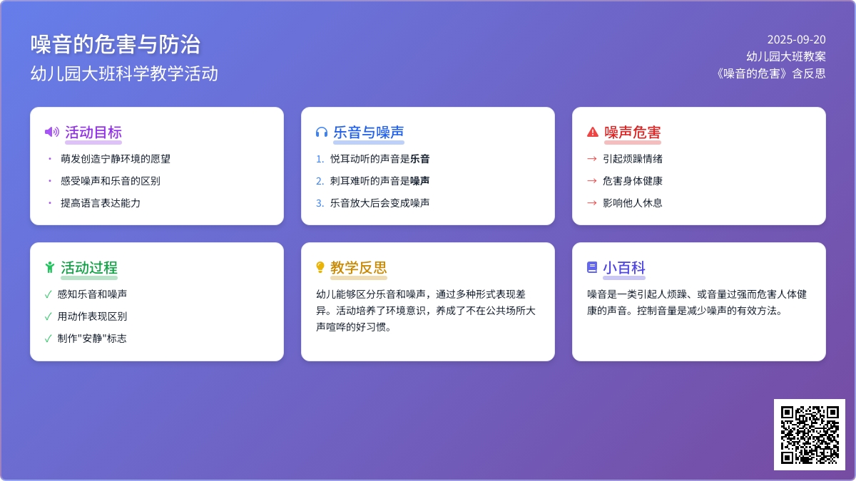 幼儿园大班教案《噪音的危害》含反思