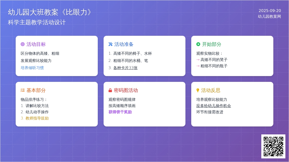 幼儿园大班教案《比眼力》含反思