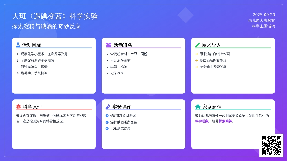 幼儿园大班教案《遇碘变蓝》