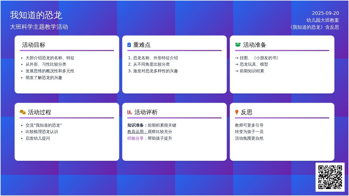 幼儿园大班教案《我知道的恐龙》含反思