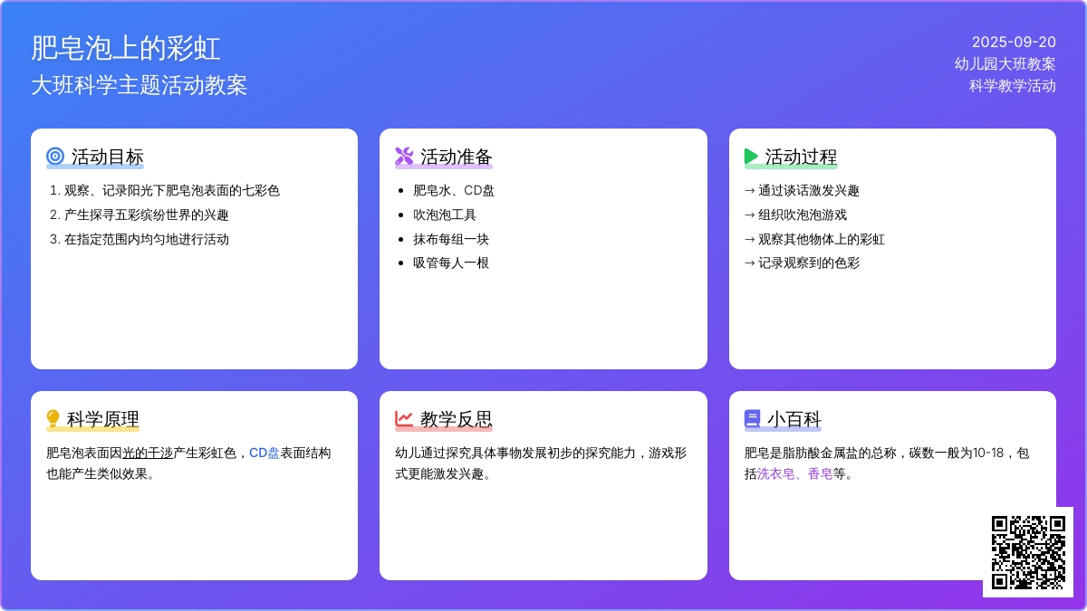 幼儿园大班教案《肥皂泡上的彩虹》含反思 幼儿园大班教案《肥皂泡上的彩虹》含反思