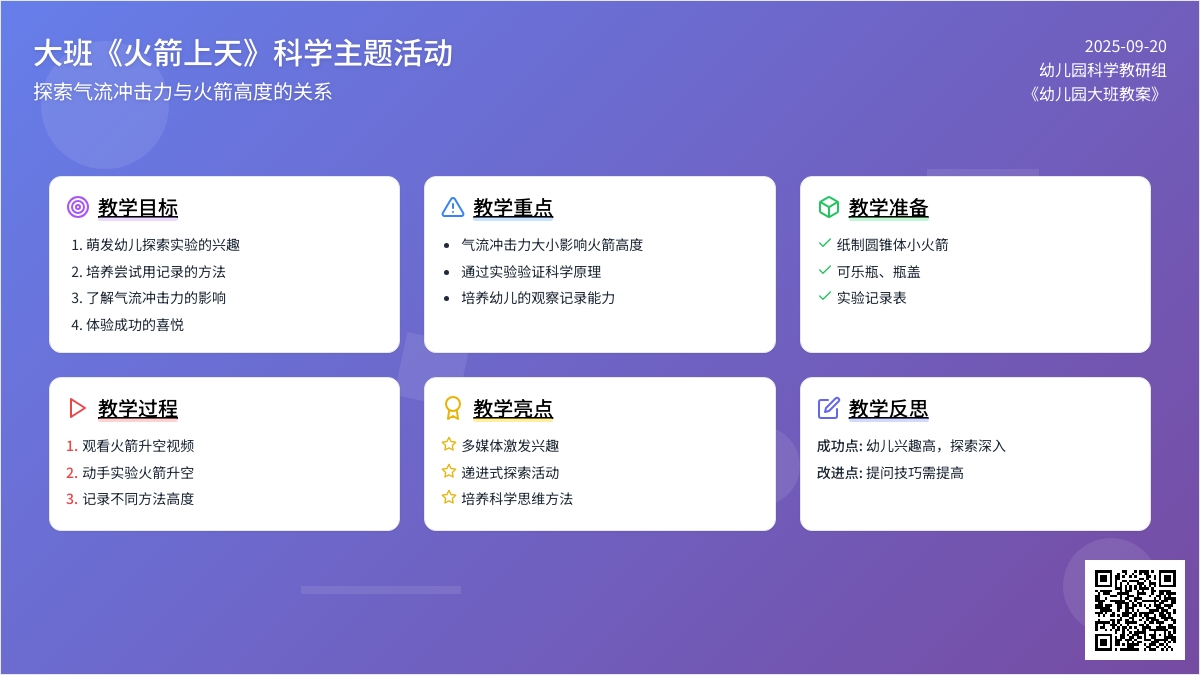 幼儿园大班教案《火箭上天》含反思
