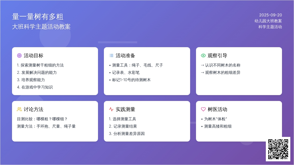幼儿园大班教案《量一量树有多粗》