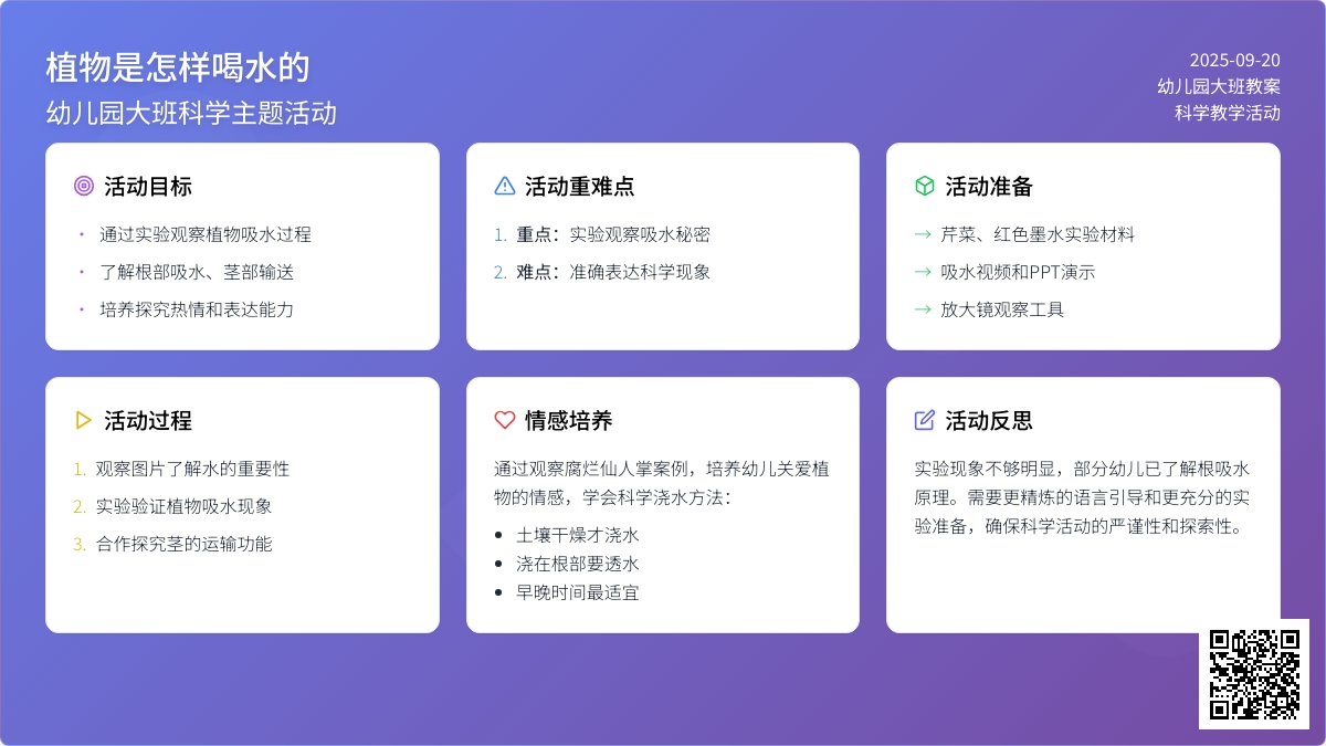 幼儿园大班教案《植物是怎样喝水的》含反思