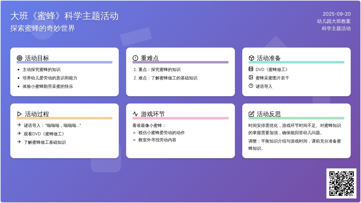 幼儿园大班教案《蜜蜂》含反思