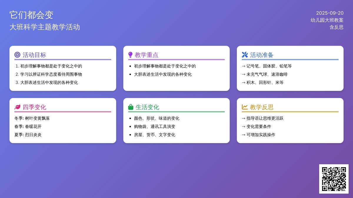 幼儿园大班教案《它们都会变》含反思