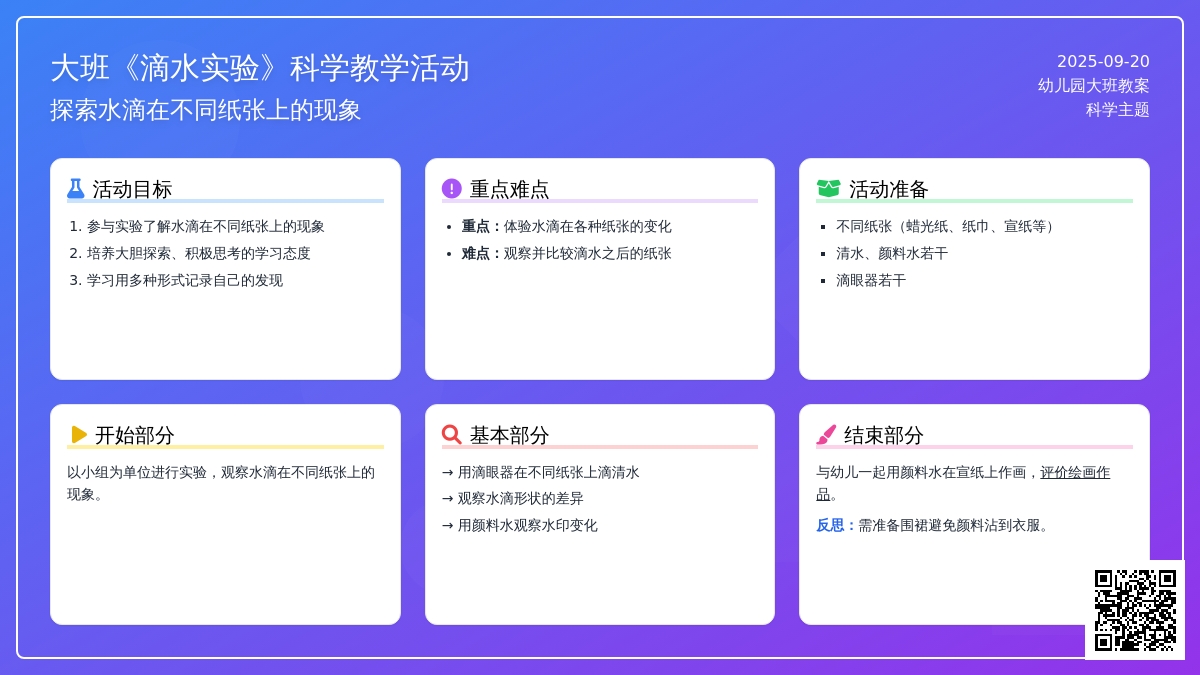 幼儿园大班教案《滴水实验》含反思