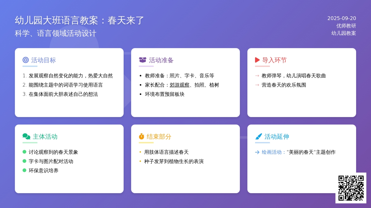 幼儿园大班语言教案：字卡读“春天”