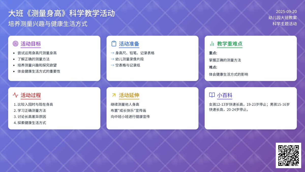 幼儿园大班教案《测量身高》含反思