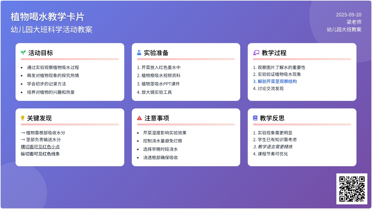 幼儿园大班教案《植物喝水》含反思