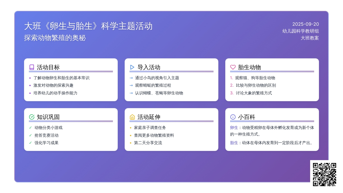 幼儿园大班教案《卵生与胎生》