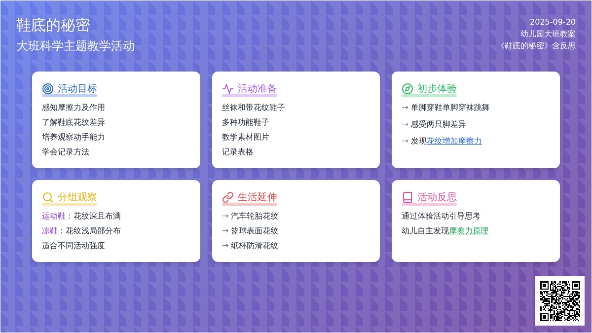 幼儿园大班教案《鞋底的秘密》含反思