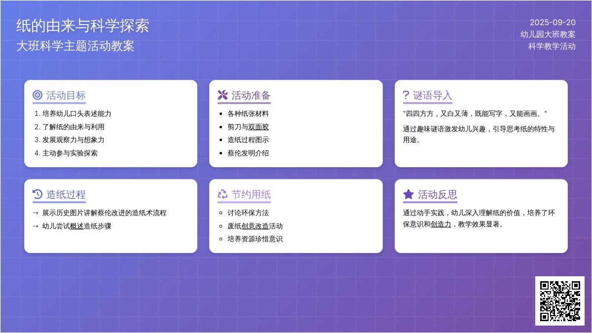 幼儿园大班教案《纸的由来》含反思