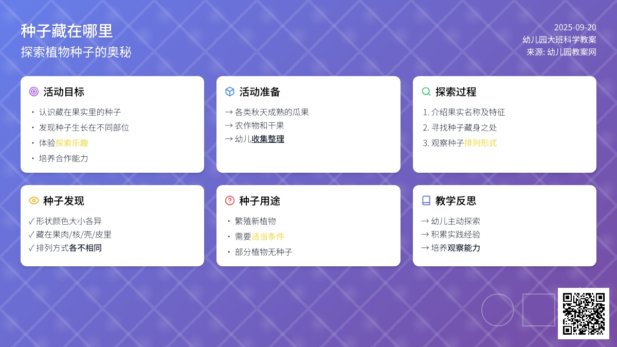 幼儿园大班教案《种子藏在哪里》含反思