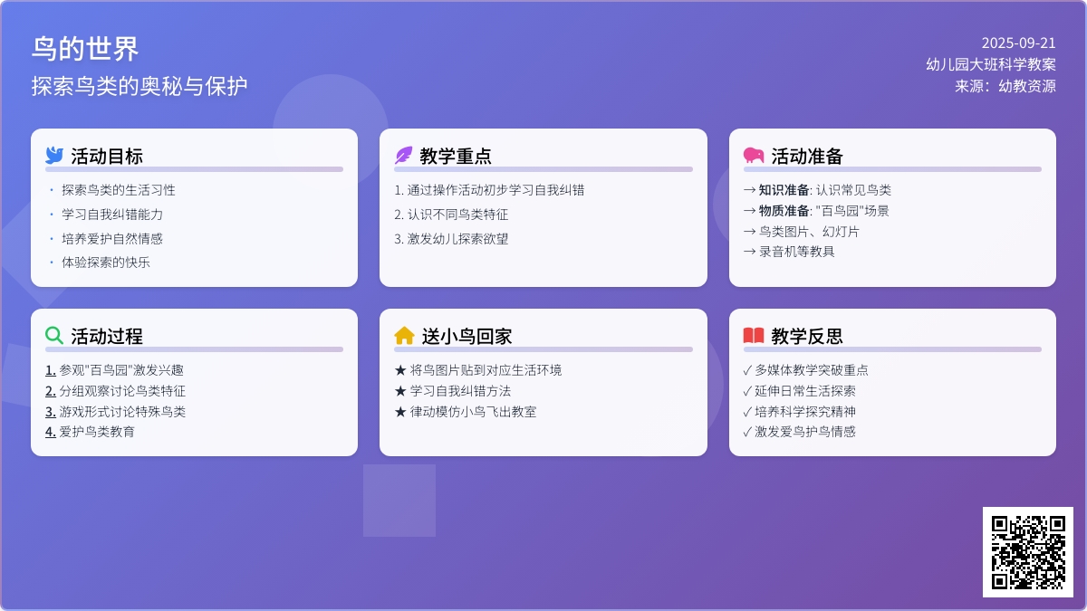 幼儿园大班教案《鸟的世界》含反思