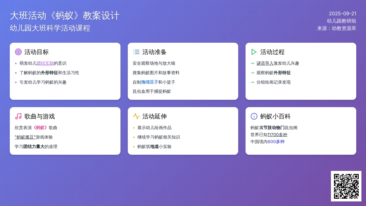 幼儿园大班活动教案《蚂蚁》