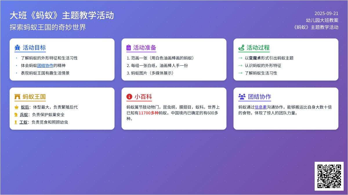 幼儿园大班教案《蚂蚁》