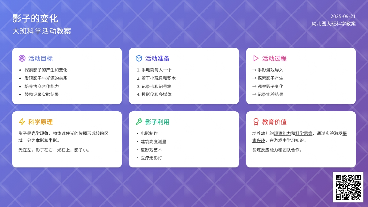 幼儿园大班科学教案《影子的变化》 幼儿园大班科学教案《影子的变化》