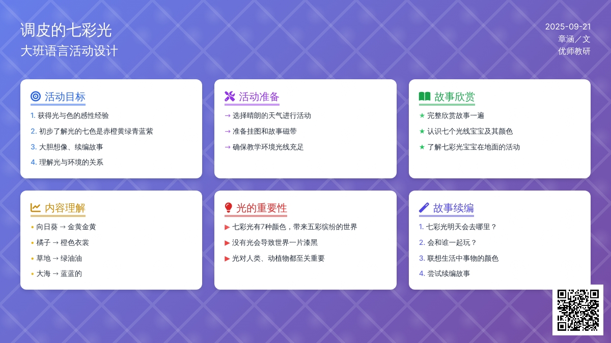 幼儿园大班语言教案：活动设计――调皮的七彩光(公开课)