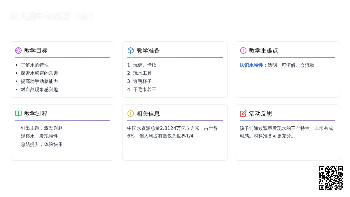 幼儿园中班教案《水》