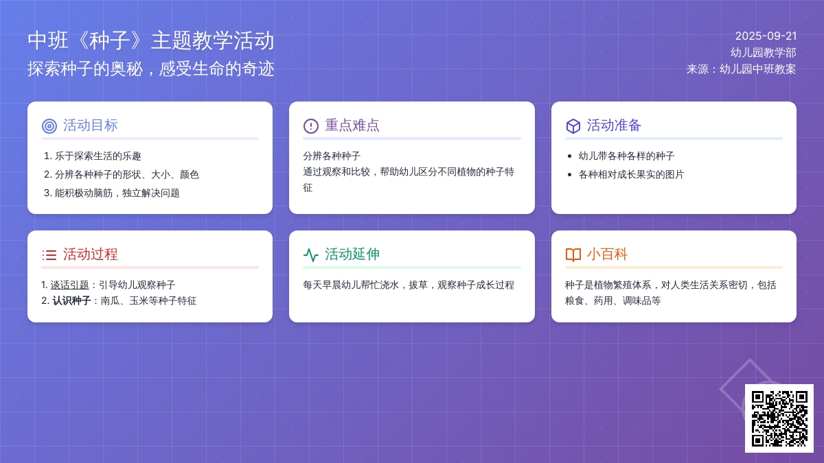 幼儿园中班教案《种子》