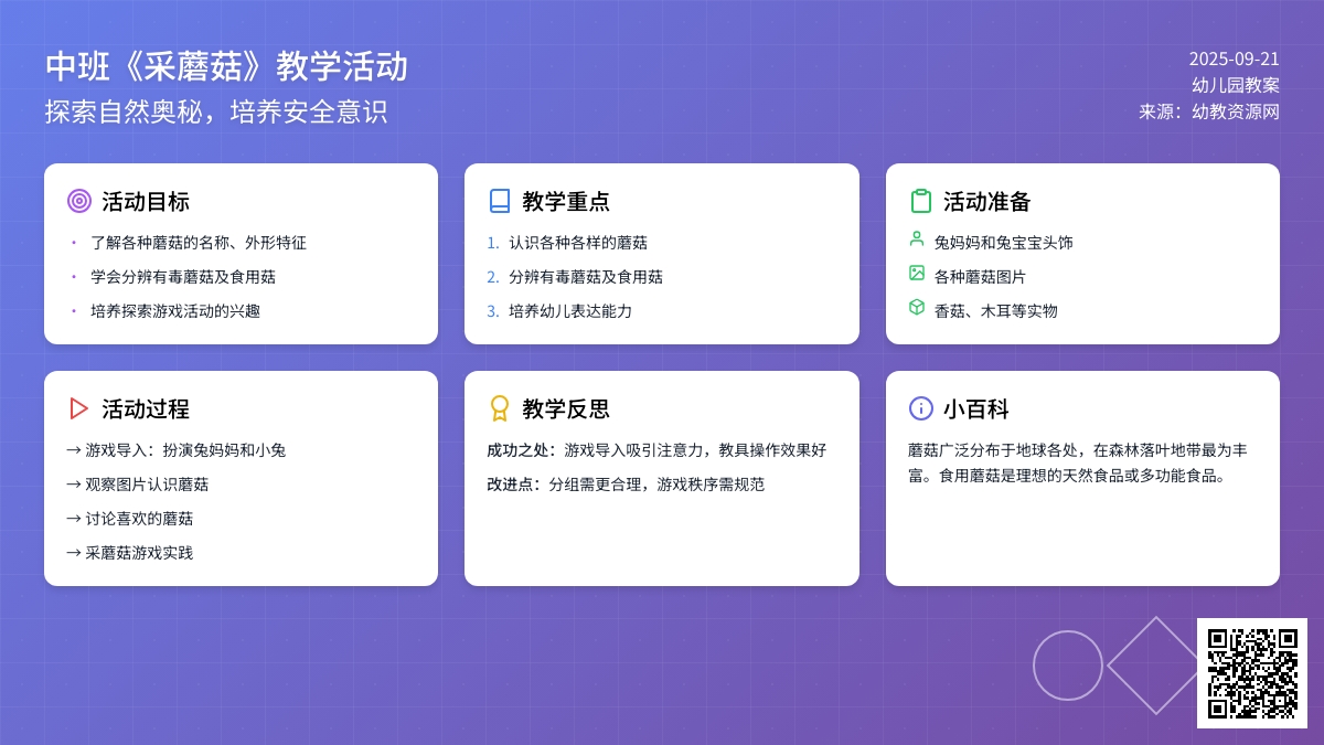 幼儿园中班教案《采蘑菇》