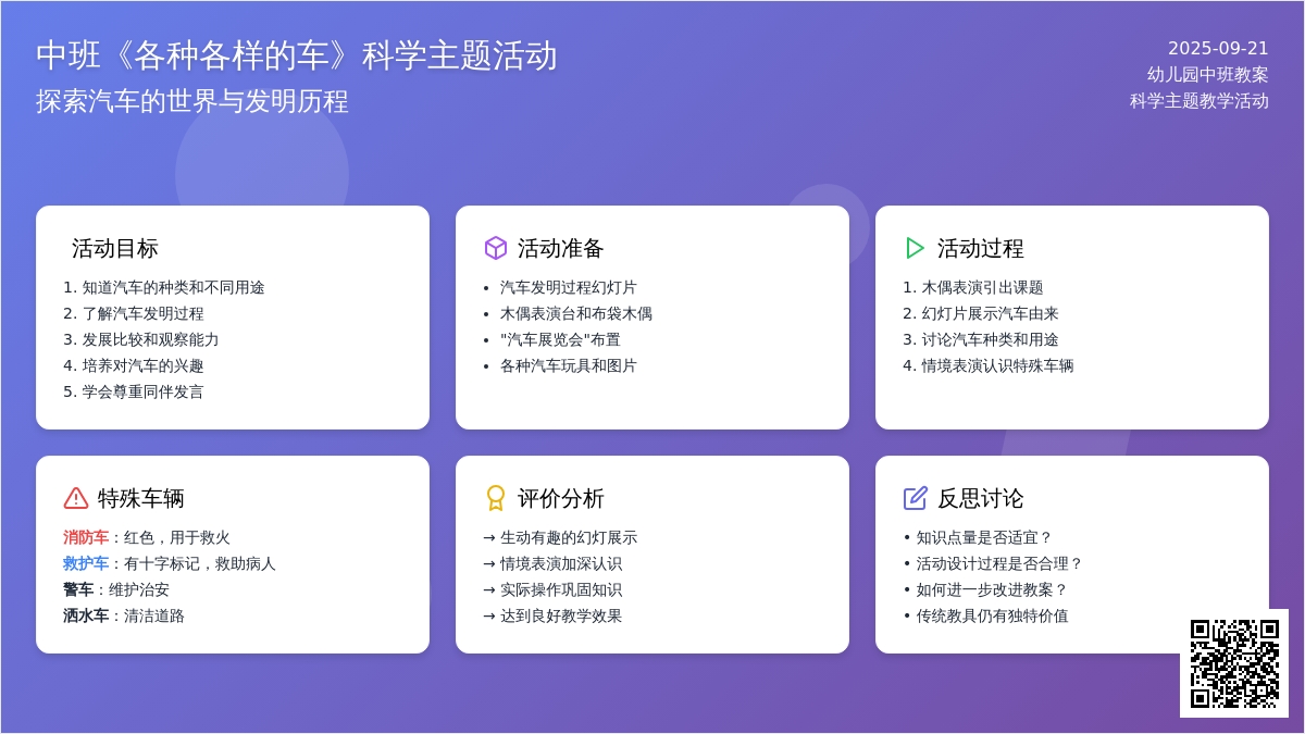 幼儿园中班教案《各种各样的车》含反思