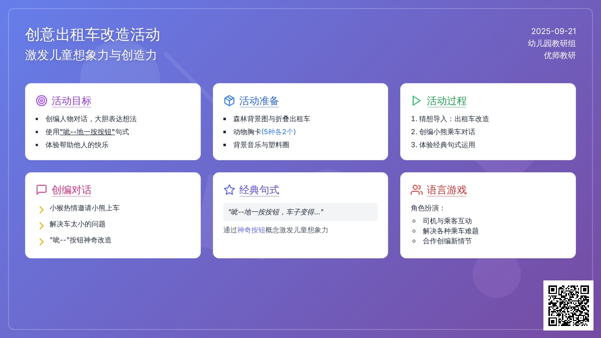 幼儿园大班语言活动：神奇的出租车