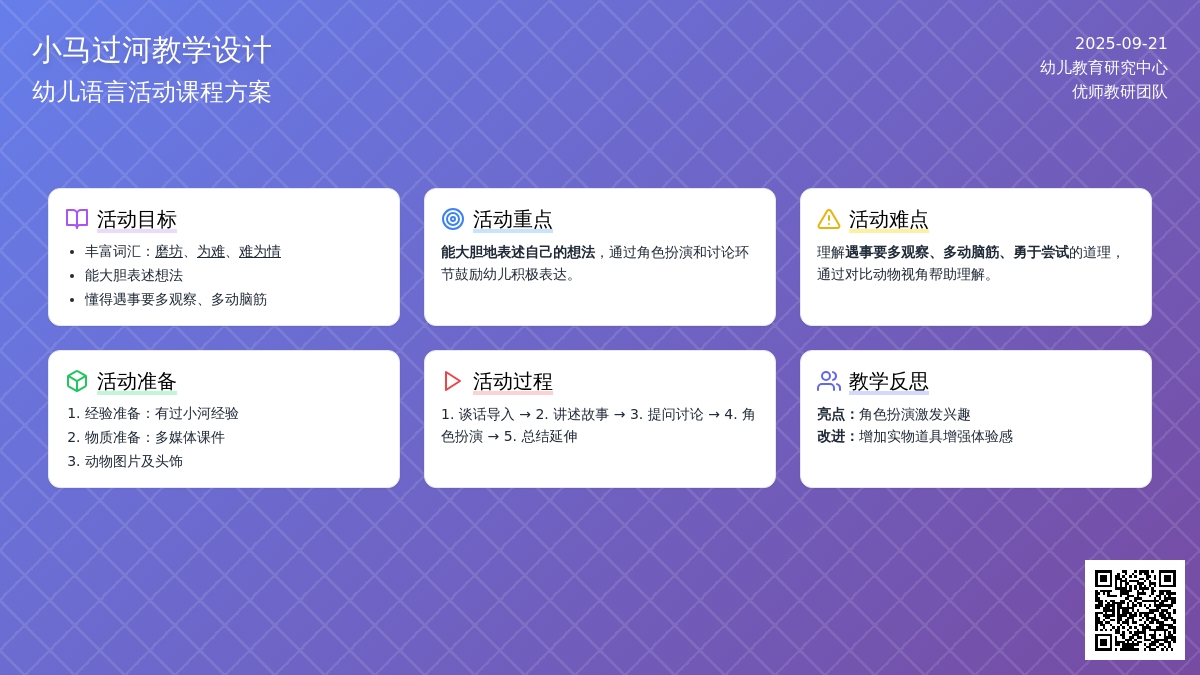 幼儿园大班语言教案：小马过河
