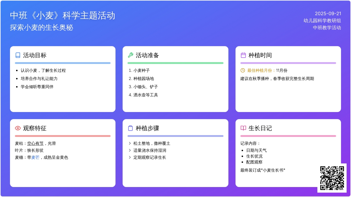 幼儿园中班教案《小麦》