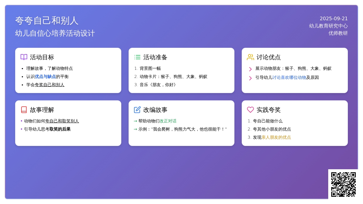 教资考试幼儿园大班语言说课教案《夸夸自己和别人》