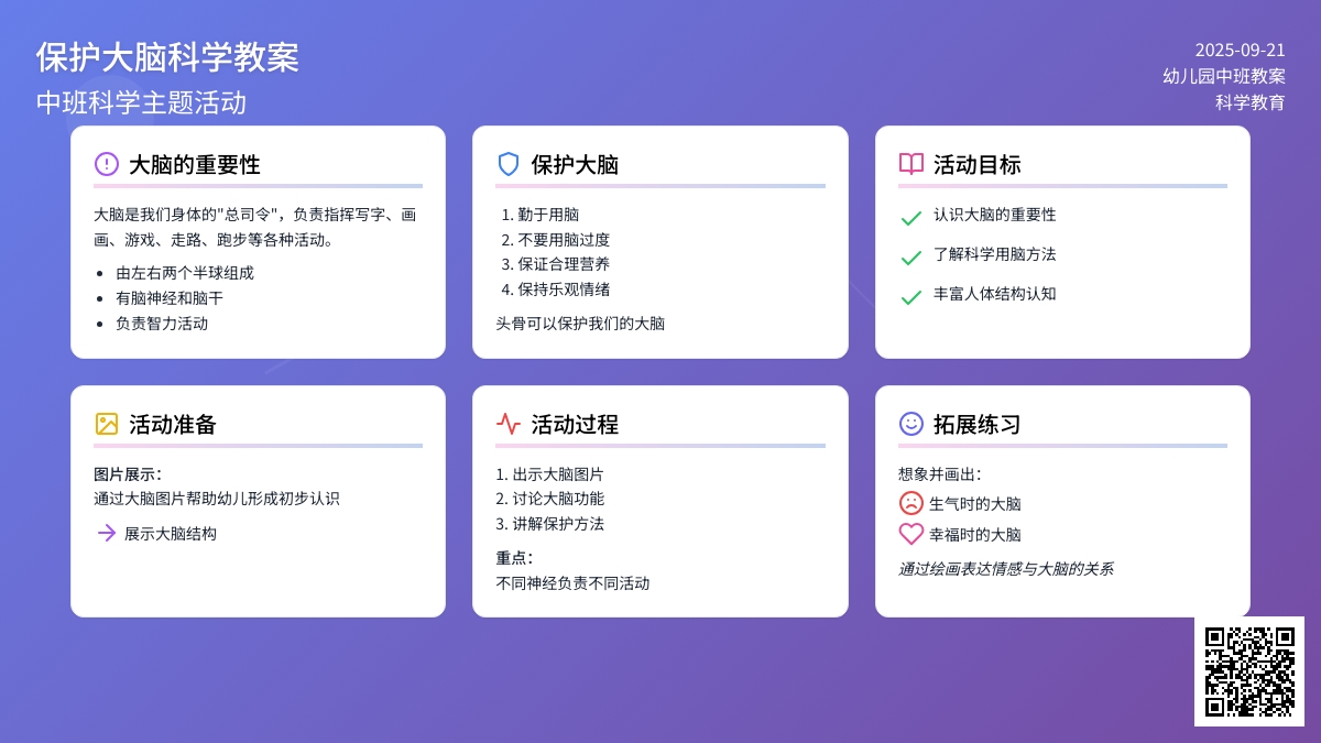 幼儿园中班教案《保护大脑》
