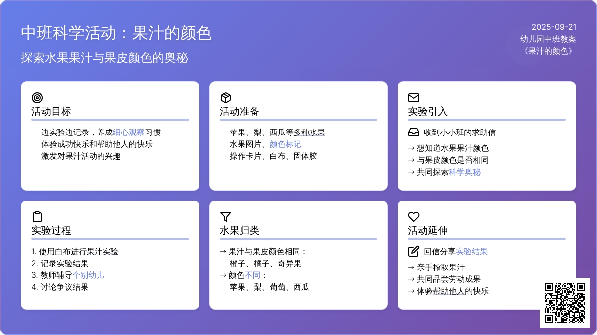 幼儿园中班教案《果汁的颜色》