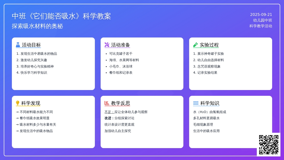 幼儿园中班教案《它们能否吸水》含反思