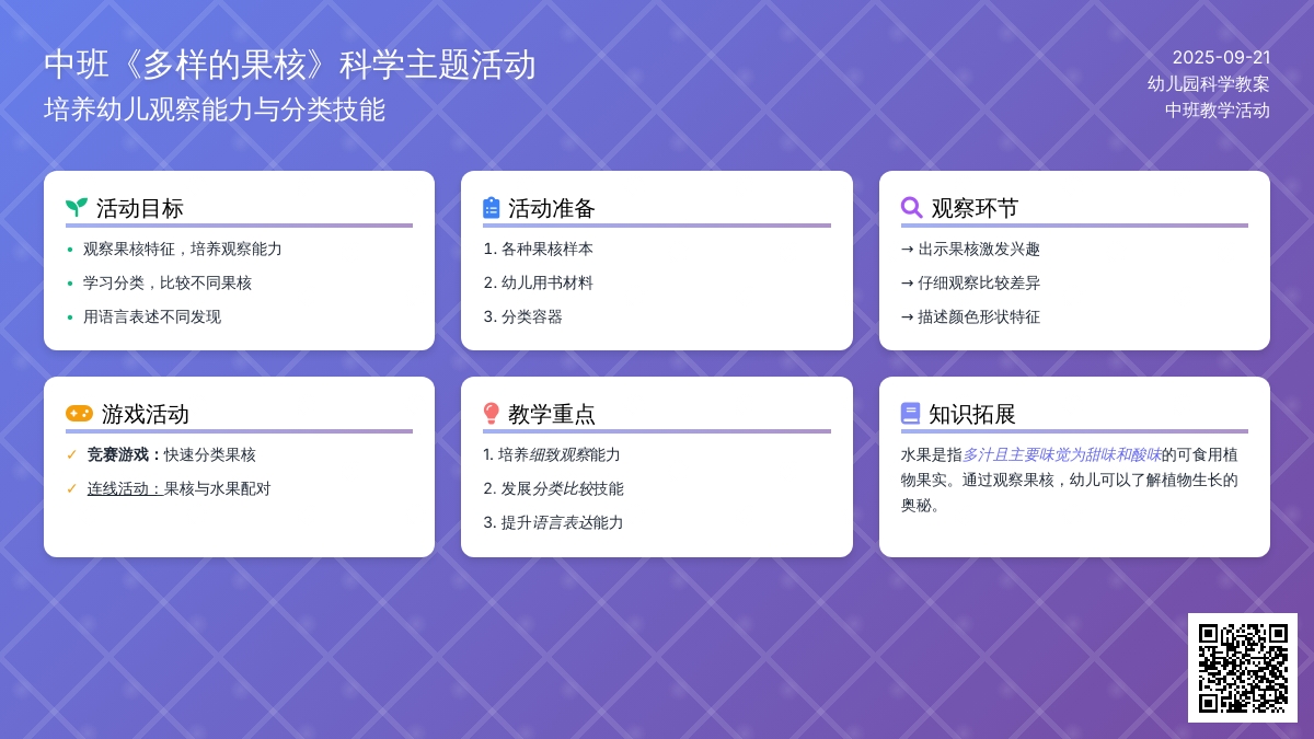 幼儿园中班教案《多样的果核》
