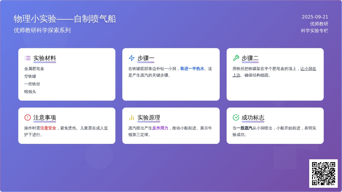 物理小实验――自制喷气船