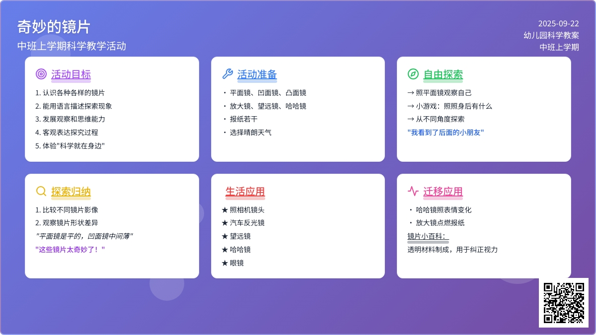 幼儿园中班上学期科学教案《奇妙的镜片》