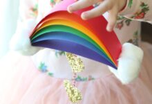 简单小彩虹和下彩色雨的小白云吊饰-幼师课件网