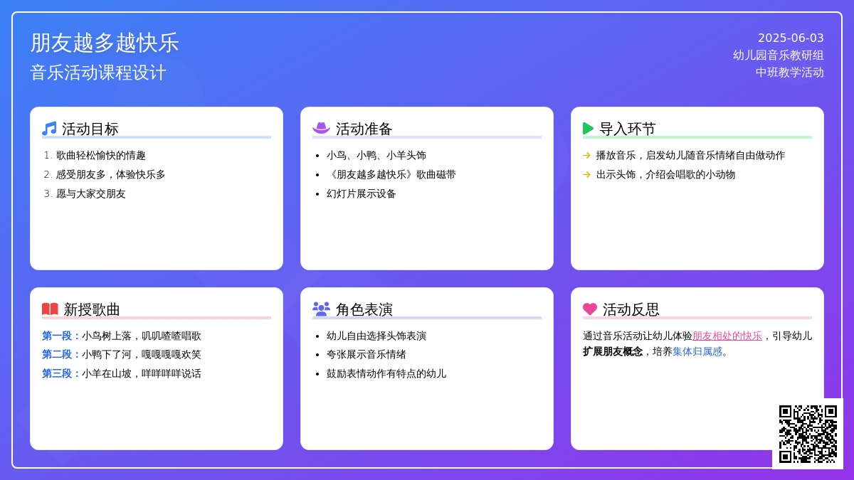 中班音乐活动朋友越多越快乐教案反思