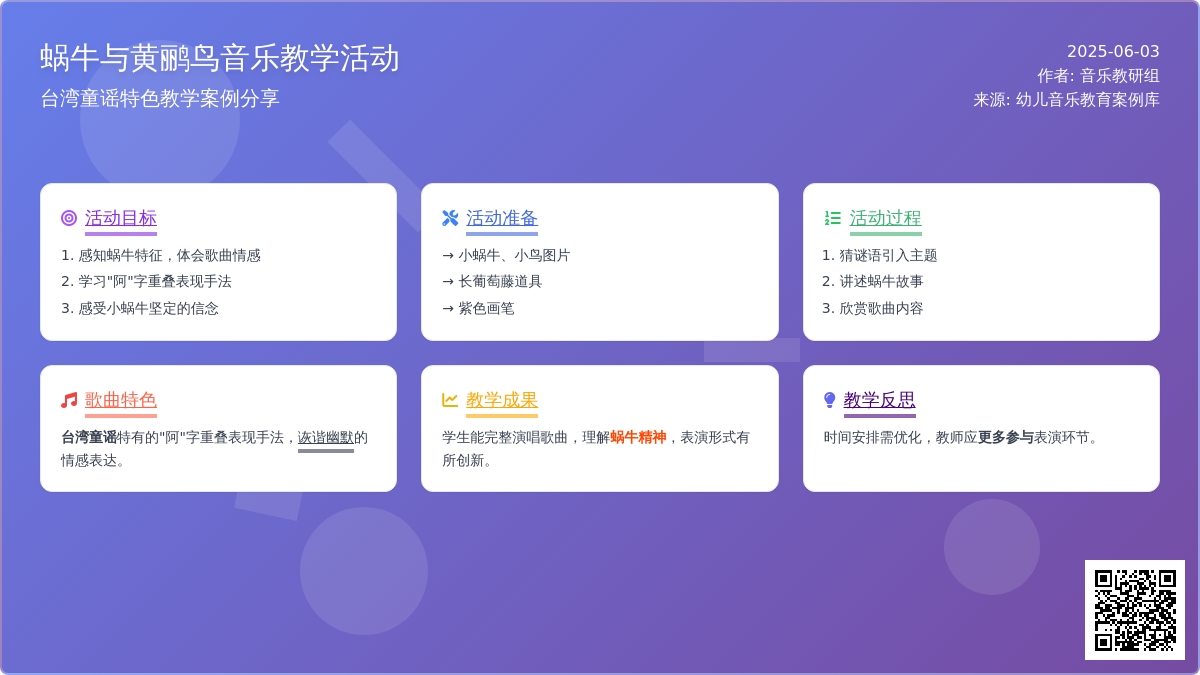 中班歌曲蜗牛和黄鹂鸟教案反思