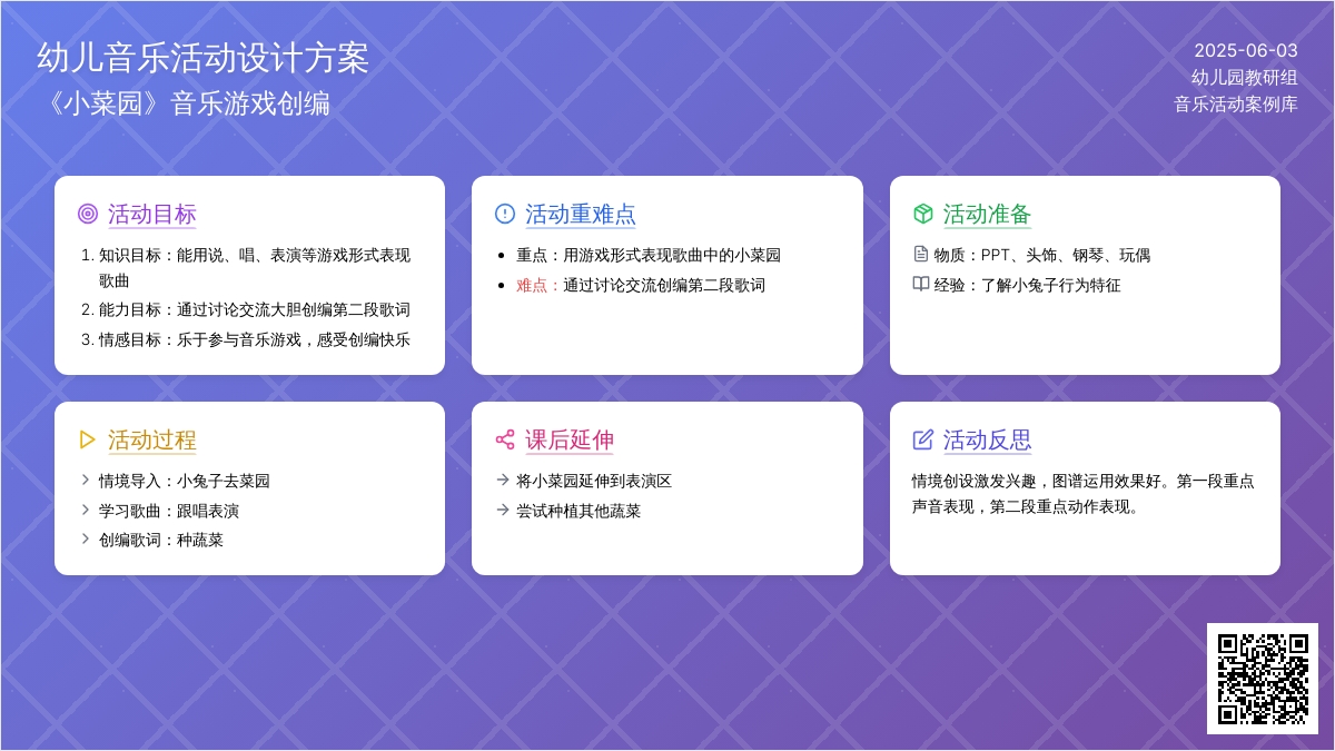 中班音乐小菜园教案反思