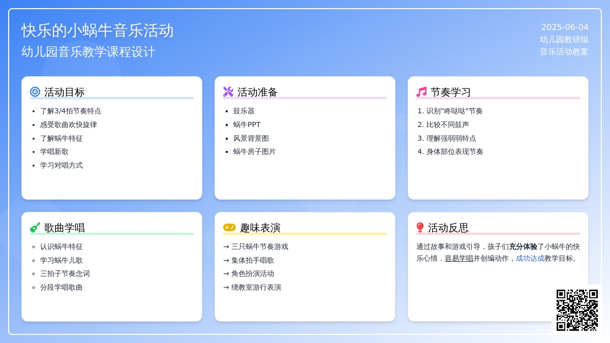 中班音乐活动快乐的小蜗牛教案反思