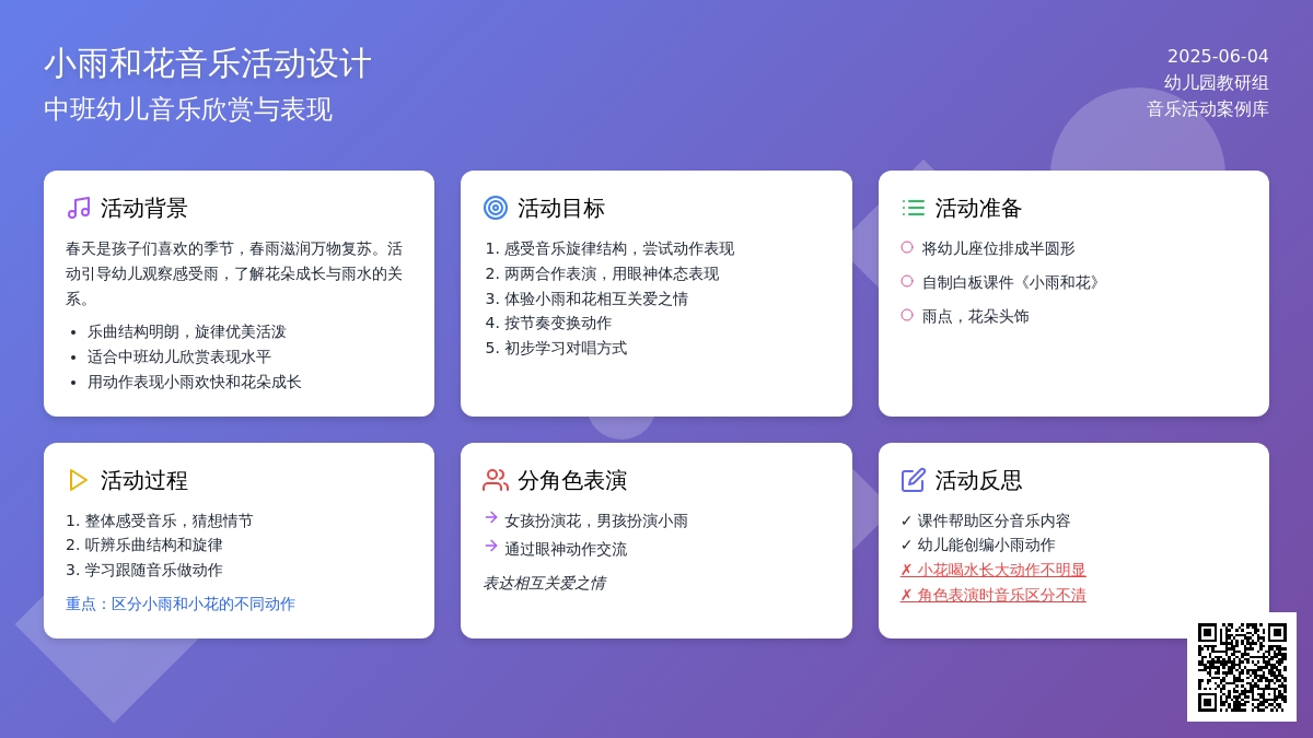 中班音乐公开课小雨和花教案反思