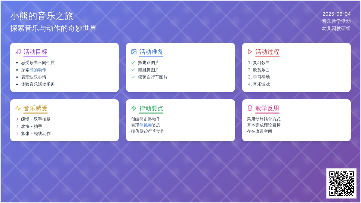 中班音乐活动快乐的小熊教案反思