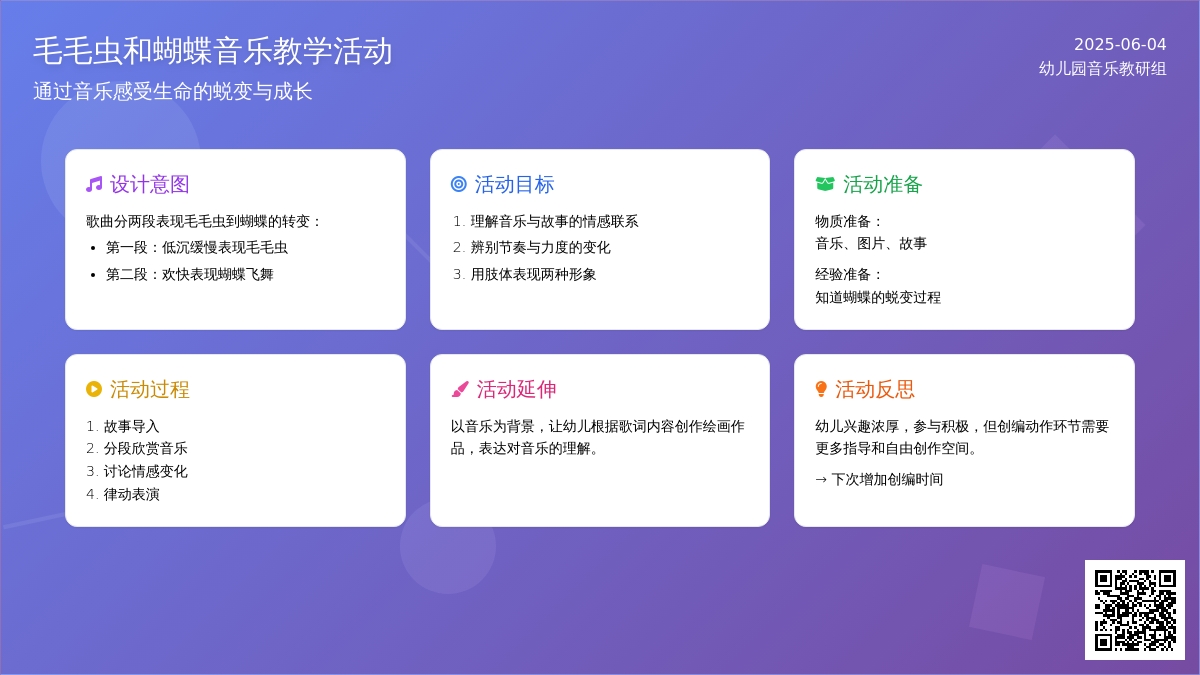 中班音乐毛毛虫和蝴蝶教案反思