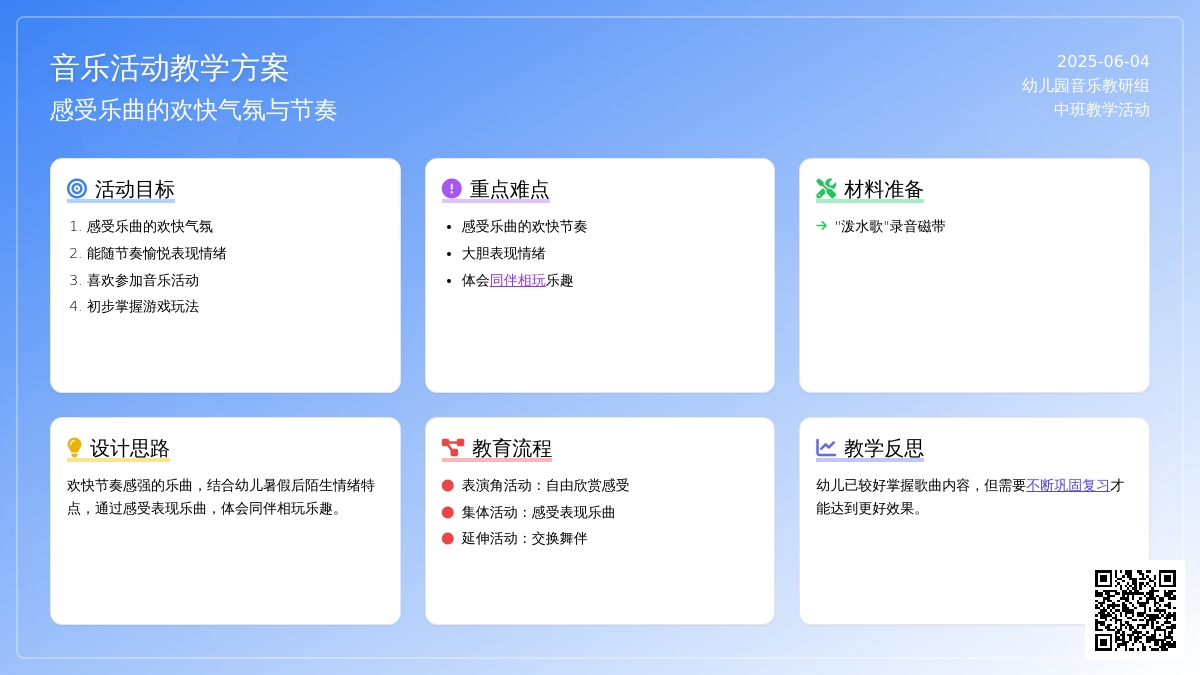 中班音乐欢乐园教案反思